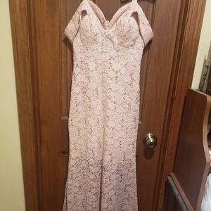 Light pink off the shoulder formal dress